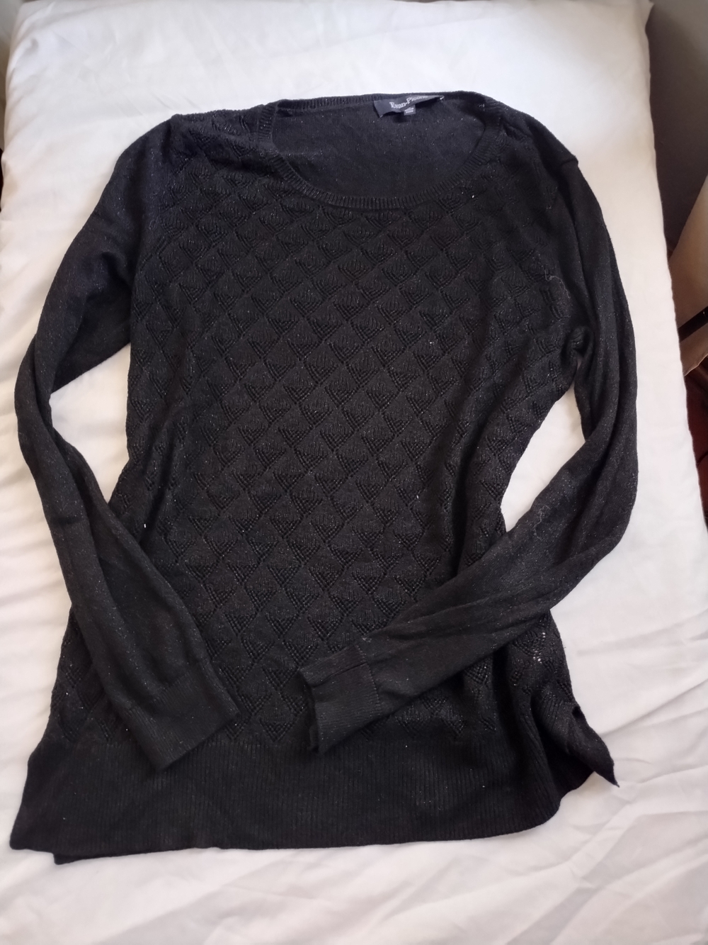 Evan Picone Black Diamond-Knit Scoop Neck Sweater